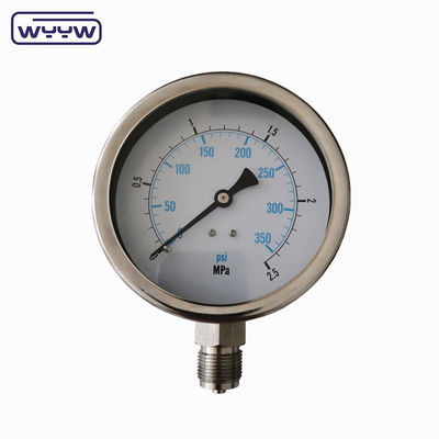 Ferramenta de medição de pressão profissional com punteiro de alumínio pintado de fio preto com preenchimento líquido 1/2'PT/NPT/G/M