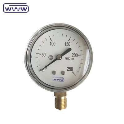Medidor de pressão de cápsula de 63 mm, 100 mm e 150 mm com caixa de aço preto ou aço inoxidável e ponteiro preto de alumínio