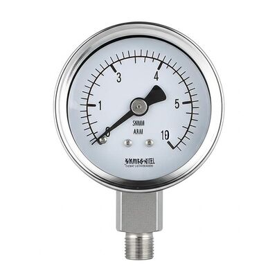 Manômetro axial resistente à vibração de 50mm em aço inoxidável 316 com conexão inferior