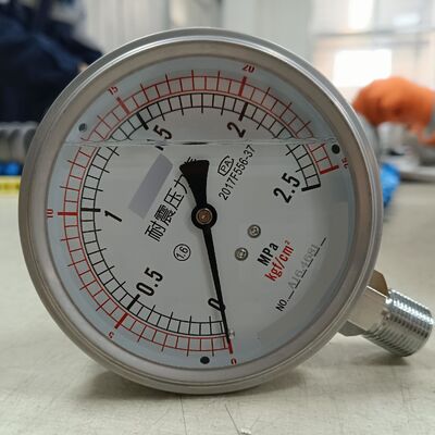Medidor de pressão hidráulico de 100 mm de 4 polegadas com 0-2.5MPa/0-25kgf/cm2 e design resistente a choques