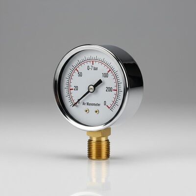 Medidor de pressão econômico de anel cromado de 50 mm com conexão NPT de 1/4 "para sistemas aerodinâmicos e hidráulicos