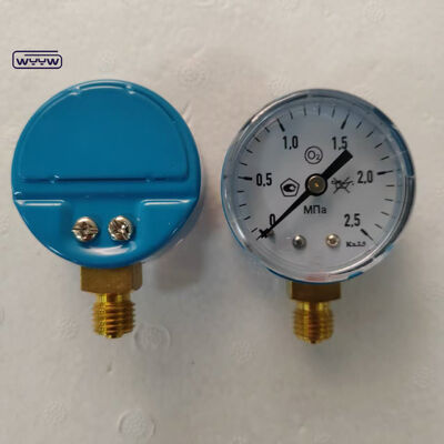 2 "Blu Color Case Economy Pressure Gauge com faixa de 25MPa, ideal para aplicações de oxigênio e gás natural