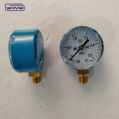 2 "Blu Color Case Economy Pressure Gauge com faixa de 25MPa, ideal para aplicações de oxigênio e gás natural