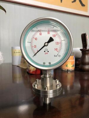 Manômetro de Pressão com Diafragma em Aço Inoxidável com Proteção de Selo de Diafragma para Aplicações Químicas e Sanitárias