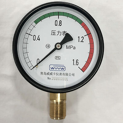 Medidor de pressão de aço carbono de 4 polegadas de 100 mm 0 ~ 1.6 MPa para compressor de ar e tanque de receptor de ar comprimido