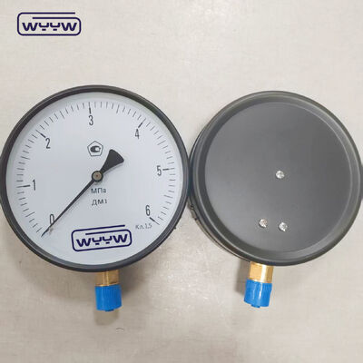 Medidor de pressão de aço preto de 160 mm com montador de fundo G1/2
