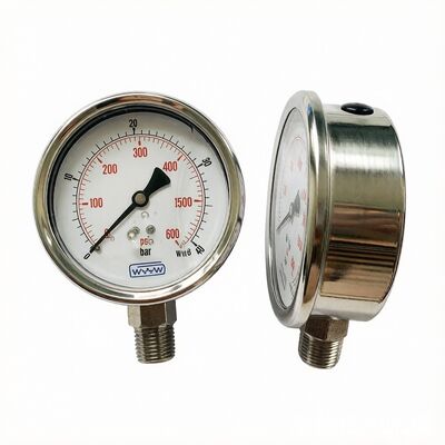 Manômetro de Pressão Resistente a Choques com Líquido de 100mm (10bar/20bar/25bar/40bar)